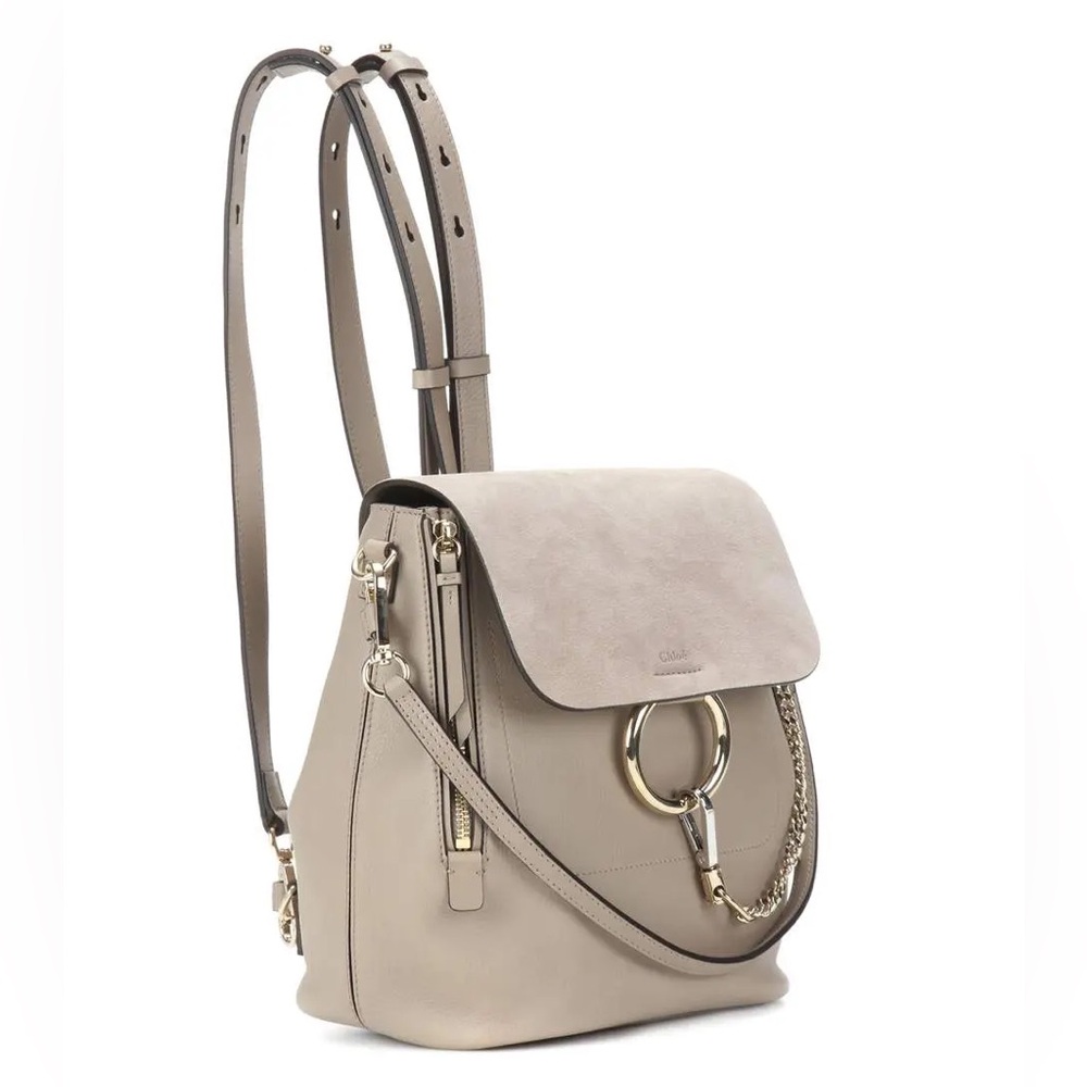 Chloé Medium Calfskin and Suede Faye backpack in Motty Grey - Picture 8 of 16